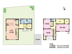 （2号地参考プラン）3LDK+S、土地価格2150万円、土地面積165.1m2、建物価格2199万円、建物面積106.82m2